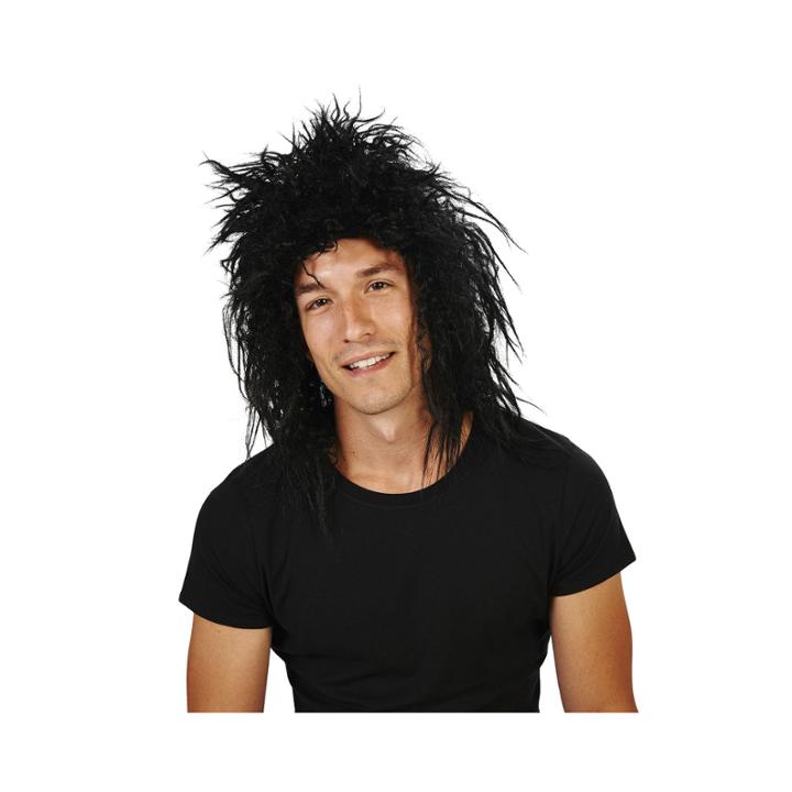 Black 80's Rocker Adult Wig