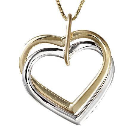 Two-tone 14k Gold Interlocking Hearts Pendant Necklace