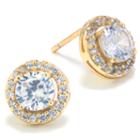 Silver Treasures Round White Cubic Zirconia Gold Over Silver Stud Earrings