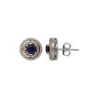 Lab-created Blue Sapphire And 1/7 Ct. T.w. Diamond Circle Earrings