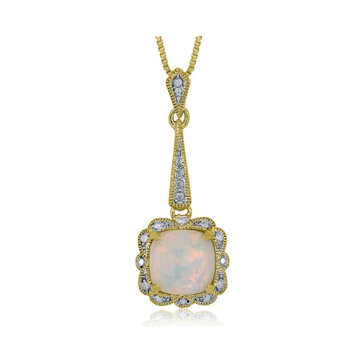 Lab-created Opal 14k Yellow Gold Over Silver Pendant Necklace