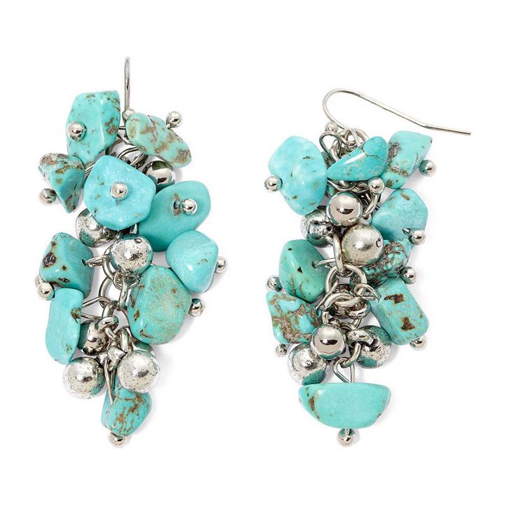 Aris By Treska Aqua Bead Cluster Earrings