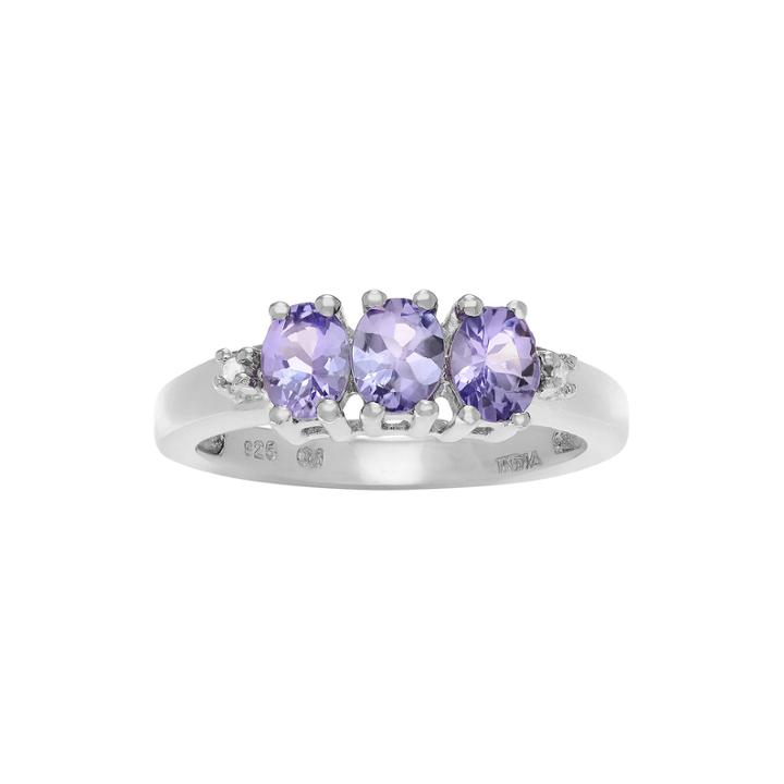 Genuine Tanzanite And 1/10 Ct. T.w. Diamond Sterling Silver Ring
