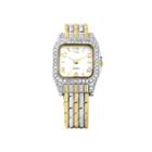 Womens Crystal-accent Two-tone Square Cuff Bangle Watch