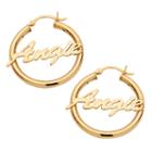 Personalized 18k Gold Over Silver 31mm Hoop Earrings