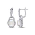 Genuine Opal And White Topaz Sterling Silver Earrings