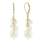 Not Applicable White Pearl 14k Gold Drop Earrings
