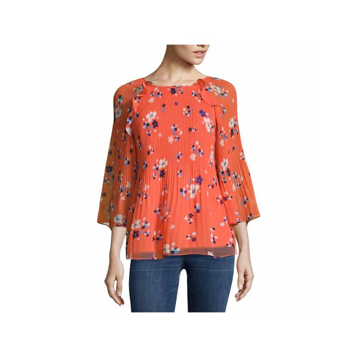 A.n.a Long Sleeve Crew Neck Woven Blouse-talls
