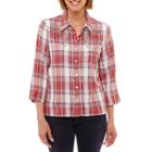 Alfred Dunner Gypsy Moon 3/4 Sleeve Button-front Shirt-petites