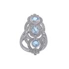 Genuine Sky Blue Topaz And 1/10 Ct. T.w. Diamond 3-stone Ring
