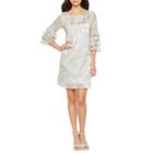 J Taylor Elbow Sleeve Abstract Shift Dress