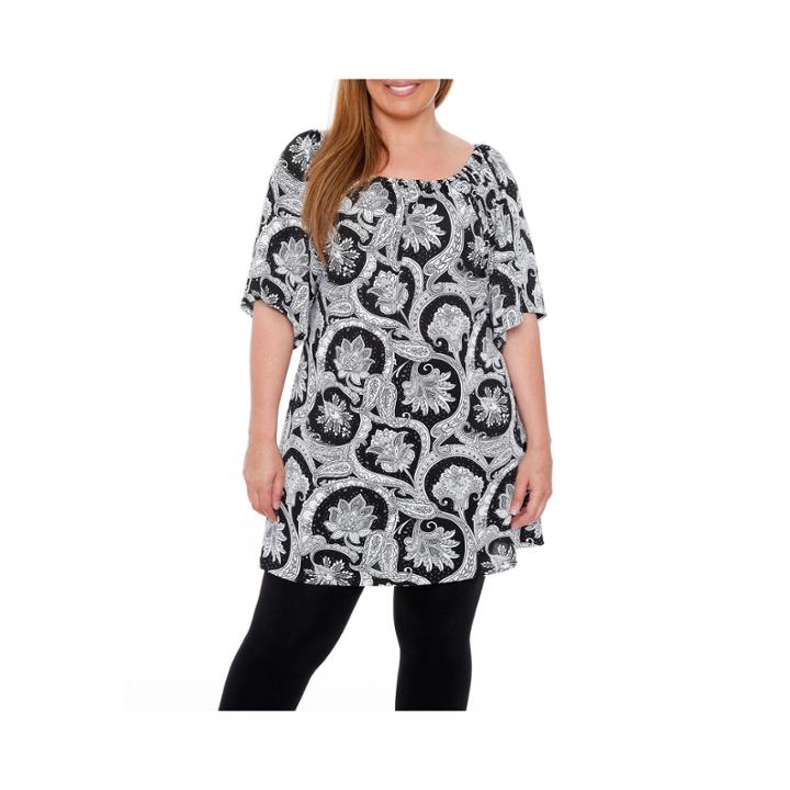 White Mark Rose Medallion A-line Dress-plus