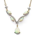 Lab-created Opal & White Sapphire Necklace