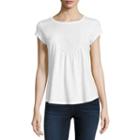 Liz Claiborne Short Sleeve Crew Neck Slubbed Blouse-tall