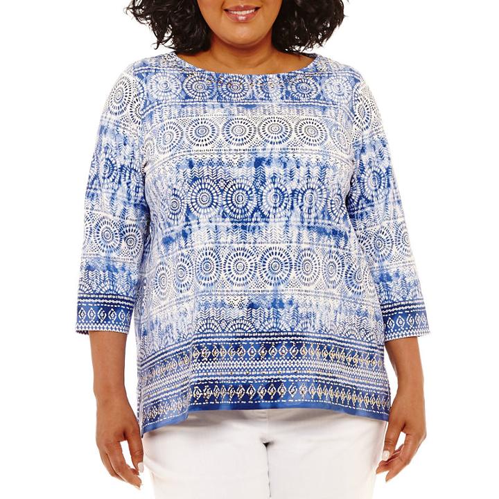 Lark Lane True Blue Long Sleeve Tunic- Plus