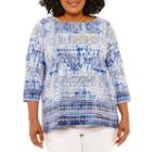 Lark Lane True Blue Long Sleeve Tunic- Plus