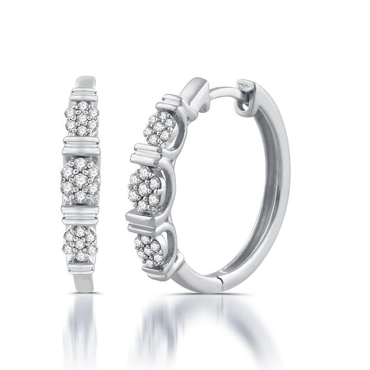 1/5 Ct. T.w. Genuine White Diamond 10k Gold 18.1mm Hoop Earrings