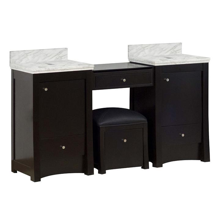 59.25-in. W 17.75-in. D Transitional Birch Wood-veneer Vanity Base Set Only In Distressed Antique Walnut