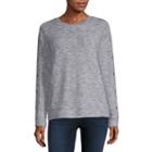 Liz Claiborne Long Sleeve Round Neck Pattern T-shirt-womens