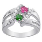 Personalized Womens Simulated Crystal Multi Color Sterling Silver Round Cocktail Ring