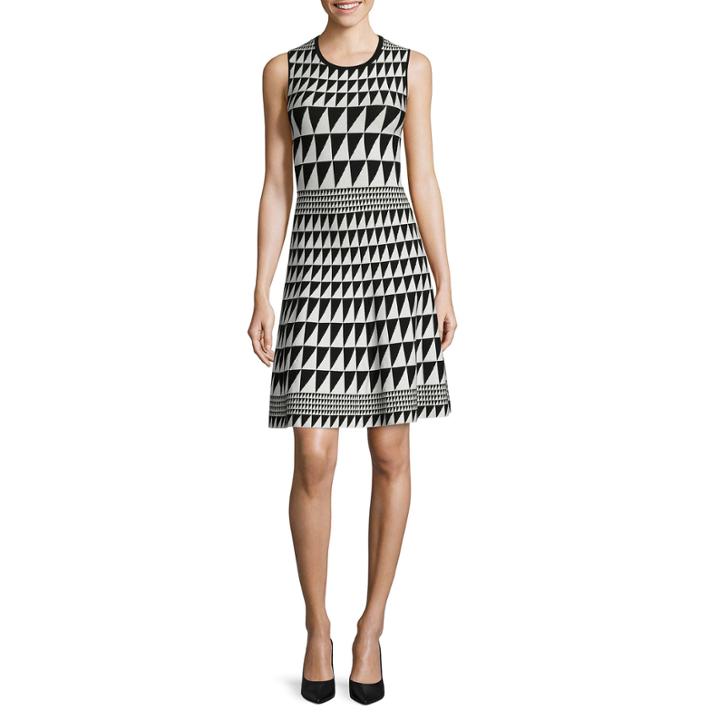Worthington Sleeveless Triangle Pattern Sweater Dress