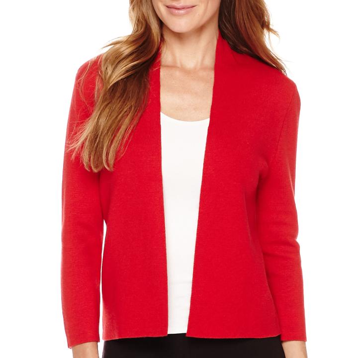Liz Claiborne Long-sleeve Drape-neck Cardigan