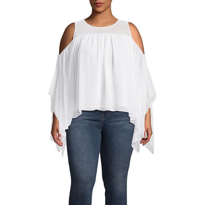 Bold Elements Assymetric Cold Shoulder Blouse - Plus