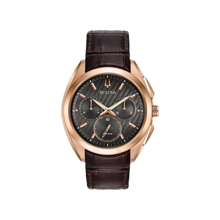 Bulova Curv Mens Brown Strap Watch-97a124