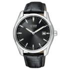 Citizen Eco-drive Mens Black Leather Watch Au1040-08e