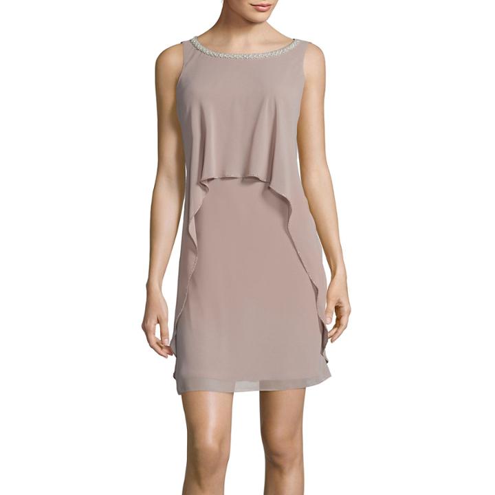 Sl Fashions Sleevless Beaded Chiffon Dress