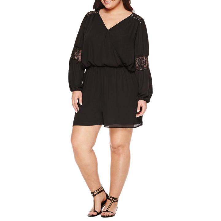 Boutique + Lace Back Romper-plus