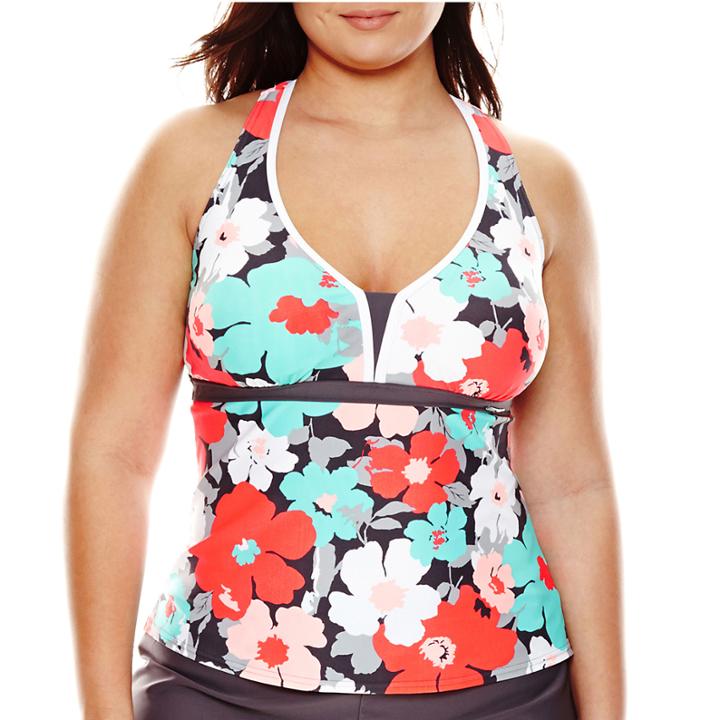 Zeroxposur Bloom Action Tankini Swim Top - Plus