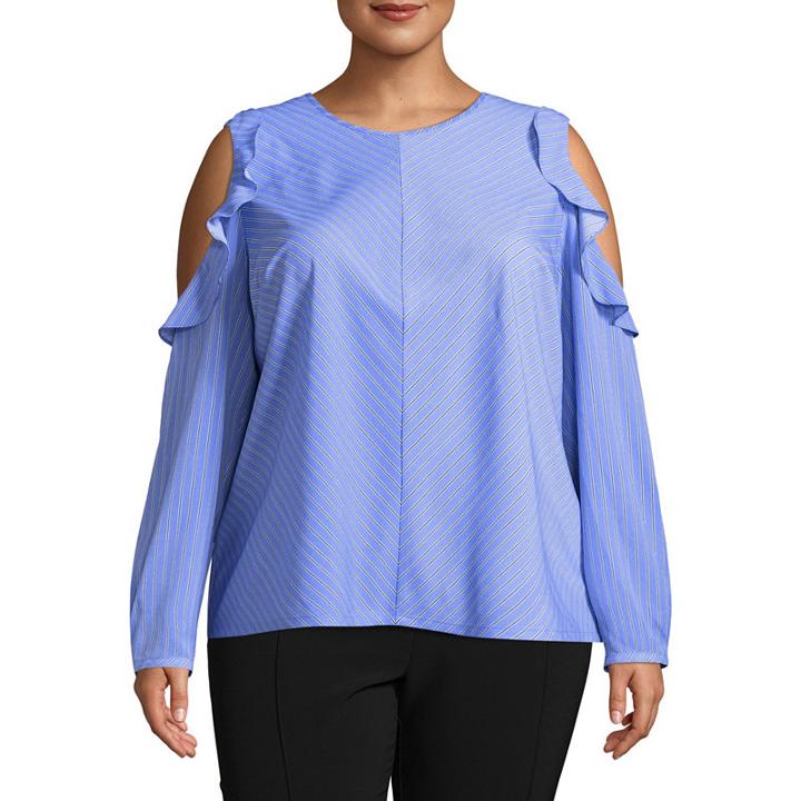Liz Claiborne Cold Shoulder Top- Plus