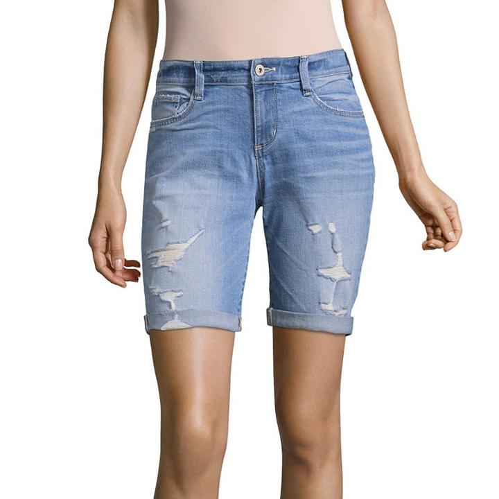 Arizona 9 Classic Fit Denim Bermuda Shorts-juniors