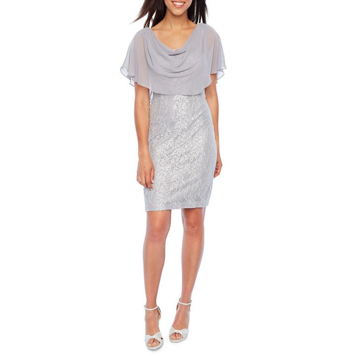 Jessica Howard Short Sleeve Cape Sheath Dress