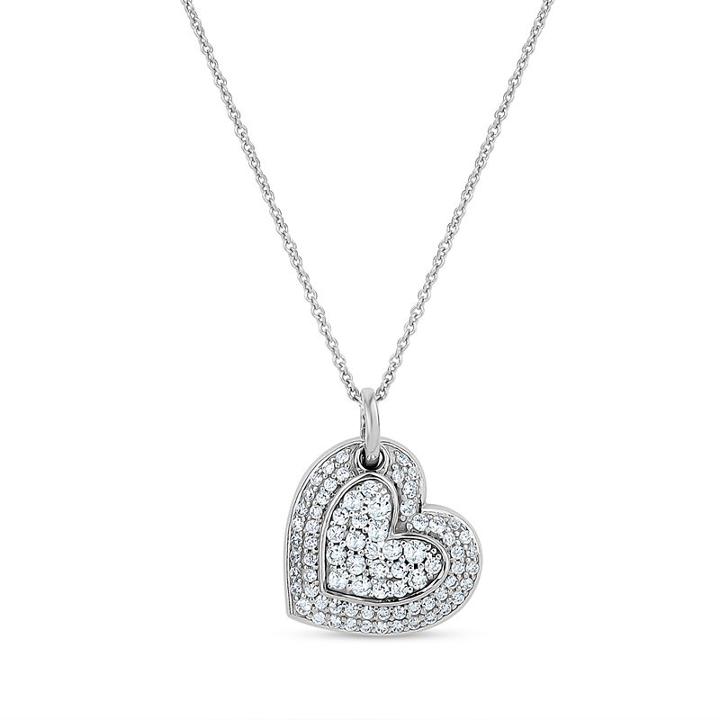 Diamonart Womens 1 Ct. T.w. Lab Created White Cubic Zirconia Heart Pendant Necklace