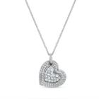 Diamonart Womens 1 Ct. T.w. Lab Created White Cubic Zirconia Heart Pendant Necklace