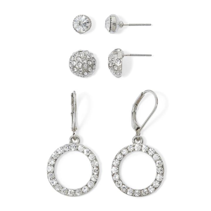 Monet Crystal 3-pr. Earring Set