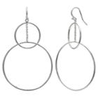 Silver Reflections Silver Plated Double Circle Pure Silver Over Brass Round Drop Earrings