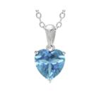 Heart-shaped Genuine Blue Topaz Sterling Silver Pendant Necklace