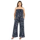 24seven Comfort Apparel Bryce Black And White Strapless Jumpsuit - Plus