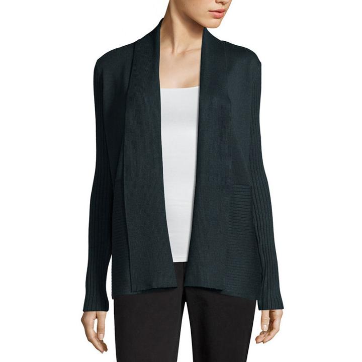 Liz Claiborne Ribbed Cardigan - Tall