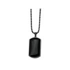Mens Black Agate Stainless Steel Dog Tag Pendant