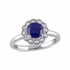 Womens Lab Created Sapphire Blue 10k Gold Cocktail Ring