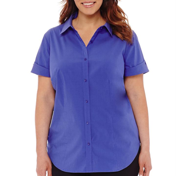 Liz Claiborne Short-sleeve Stretch Shirt - Plus