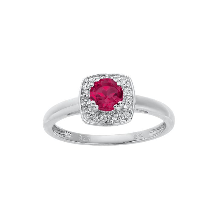 Lab-created Ruby And Genuine White Topaz Sterling Silver Ring
