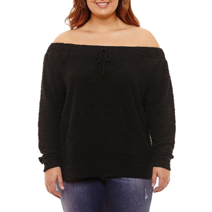 Flirtitude Off The Shoulder Sweatshirt-juniors Plus