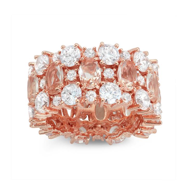 Womens Pink Morganite Gold Over Silver Band