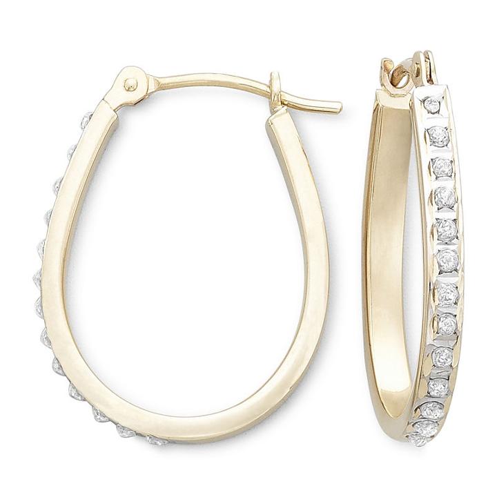 Diamond Fascination&trade; 14k Yellow Gold Pear-shaped Hoop Earrings