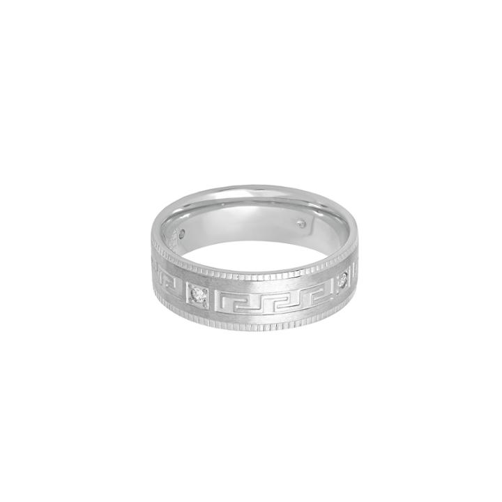 Steeltime Mens White Cubic Zirconia Stainless Steel Band